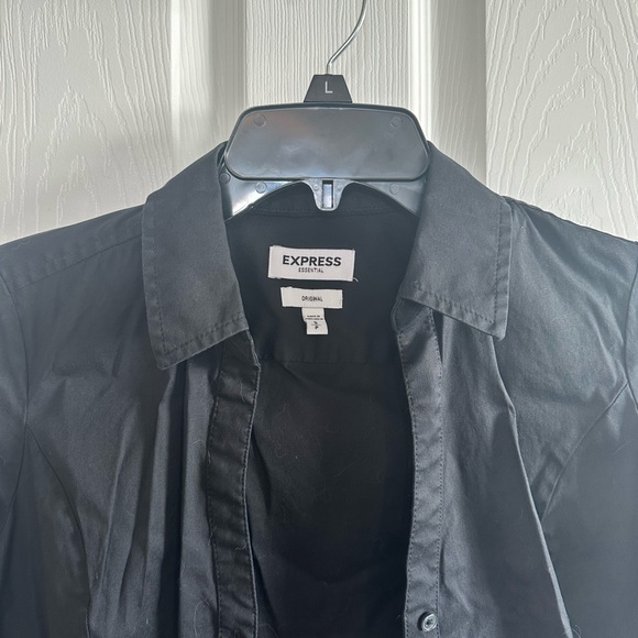 Black womens button up fitted express - Picture 2 of 5